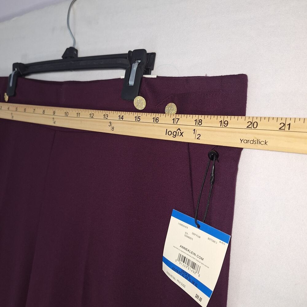 NWT Ann Klein Sz XL 16W Deep Plum Wide Leg Dress Pants Office Wear Comfy - Picture 4 of 9